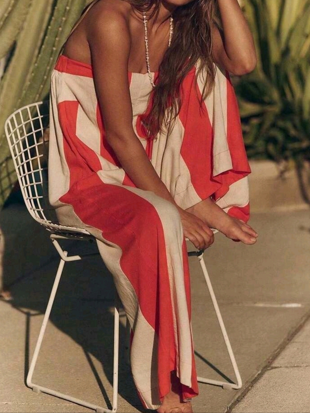 Two-Tone Color Block Tube Top Jumpsuit With Wide Leg, Elegant Loose Romper - Picture 2 of 7